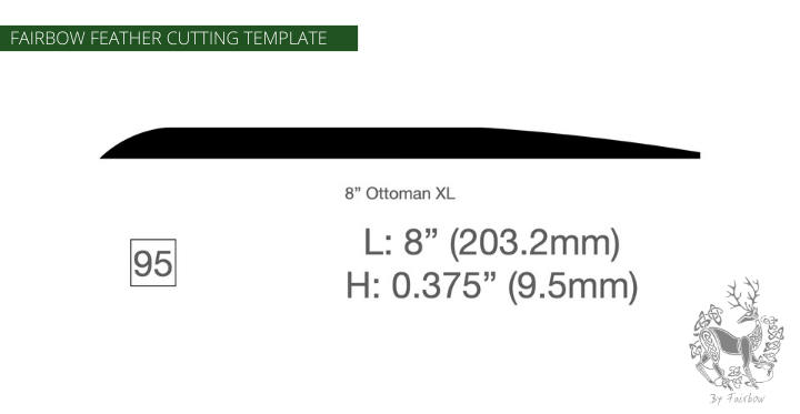 FEATHER CUTTING TEMPLATE PRE-GLUE (81-120)-Tool-Fairbow-Left wing-Ottoman Military XL no 95-Fairbow