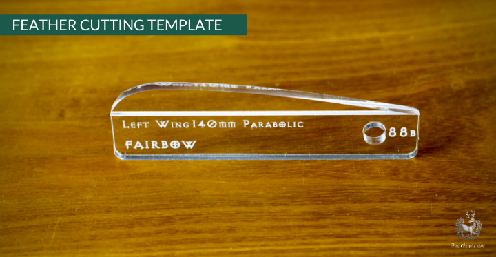 FEATHER CUTTING TEMPLATE PRE-GLUE (81-120)-Tool-Fairbow-Left wing-Parabolic 140 mm special no. 88b-Fairbow