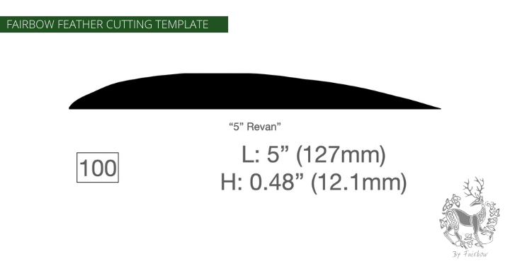 FEATHER CUTTING TEMPLATE PRE-GLUE (81-120)-Tool-Fairbow-Left wing-Revan 5 inch, no. 100-Fairbow