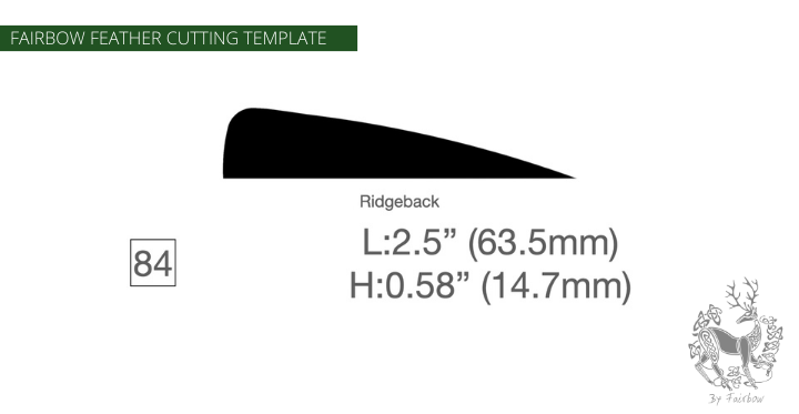 FEATHER CUTTING TEMPLATE PRE-GLUE (81-120)-Tool-Fairbow-Left wing-Ridgeback, 2.5 inch, no. 84-Fairbow