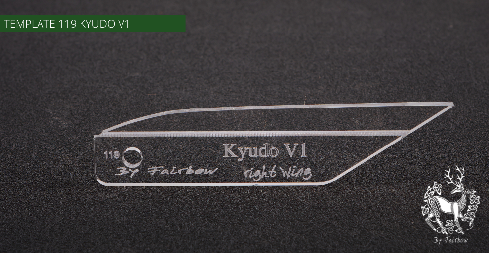FEATHER CUTTING TEMPLATE PRE-GLUE (81-120)-Tool-Fairbow-Right wing-Kyudo V1 no. 119-Fairbow