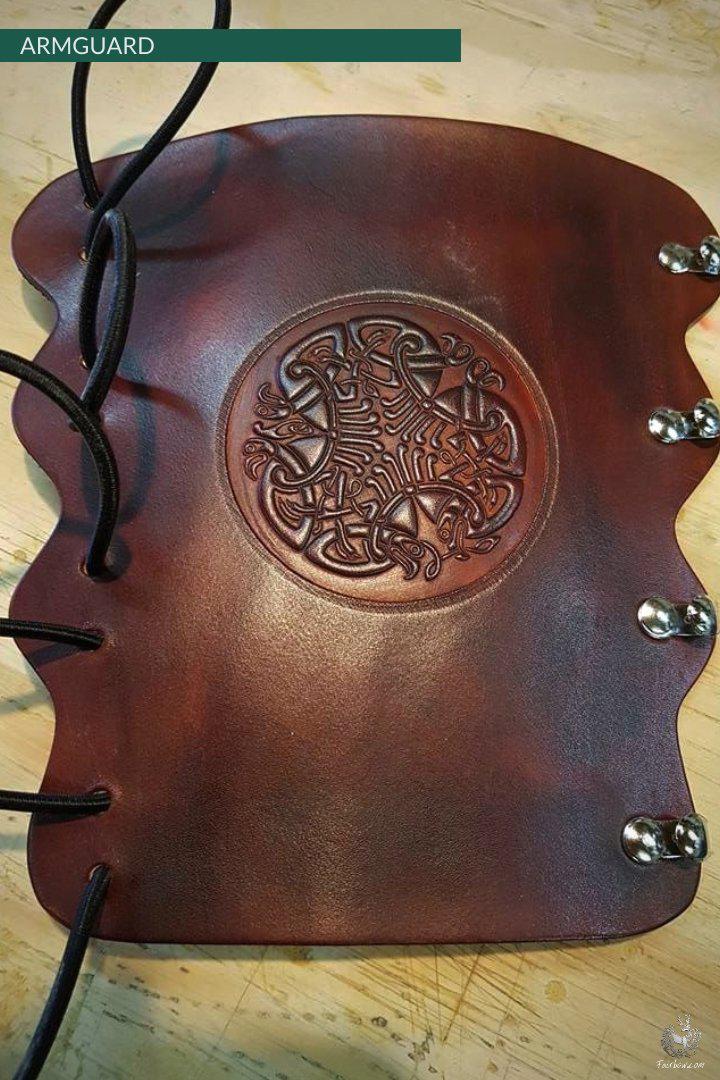 LEATHER ARMGUARD WITH CARVING-Protection-Fairbow-Dark Brown-Fairbow