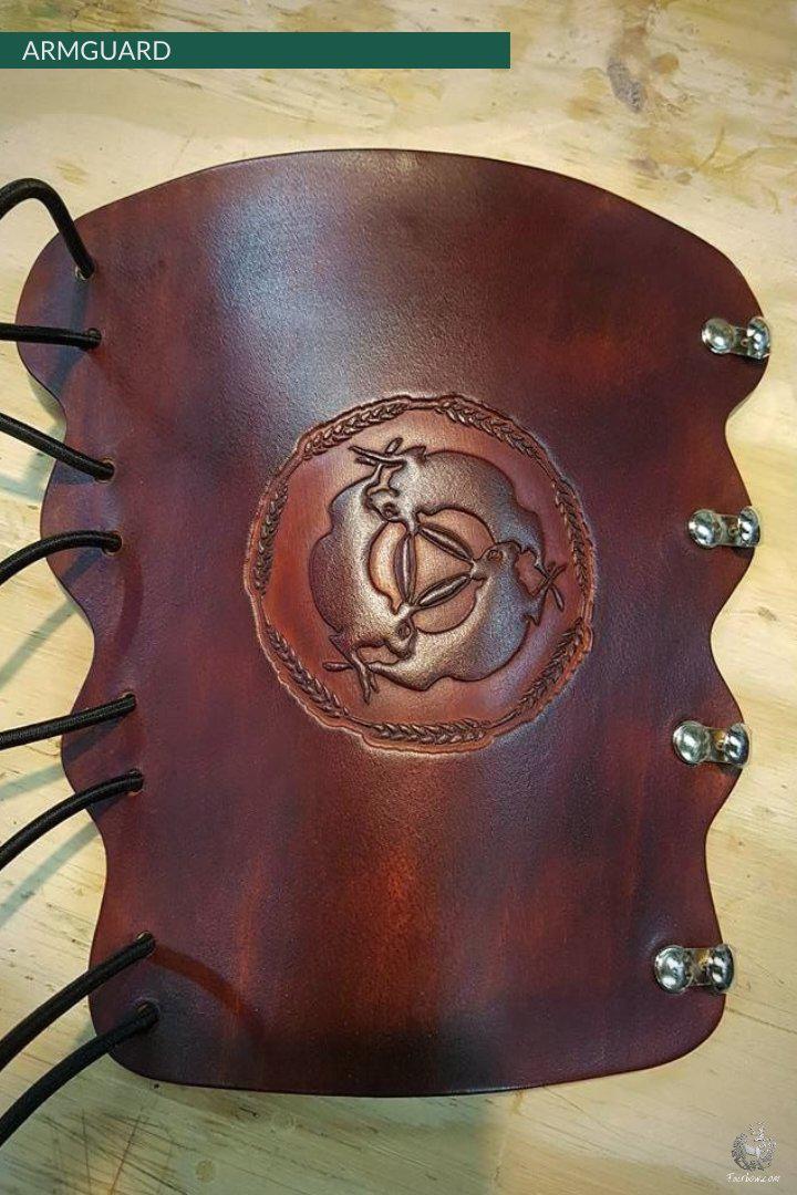 LEATHER ARMGUARD WITH CARVING-Protection-Fairbow-Dark Brown-Fairbow