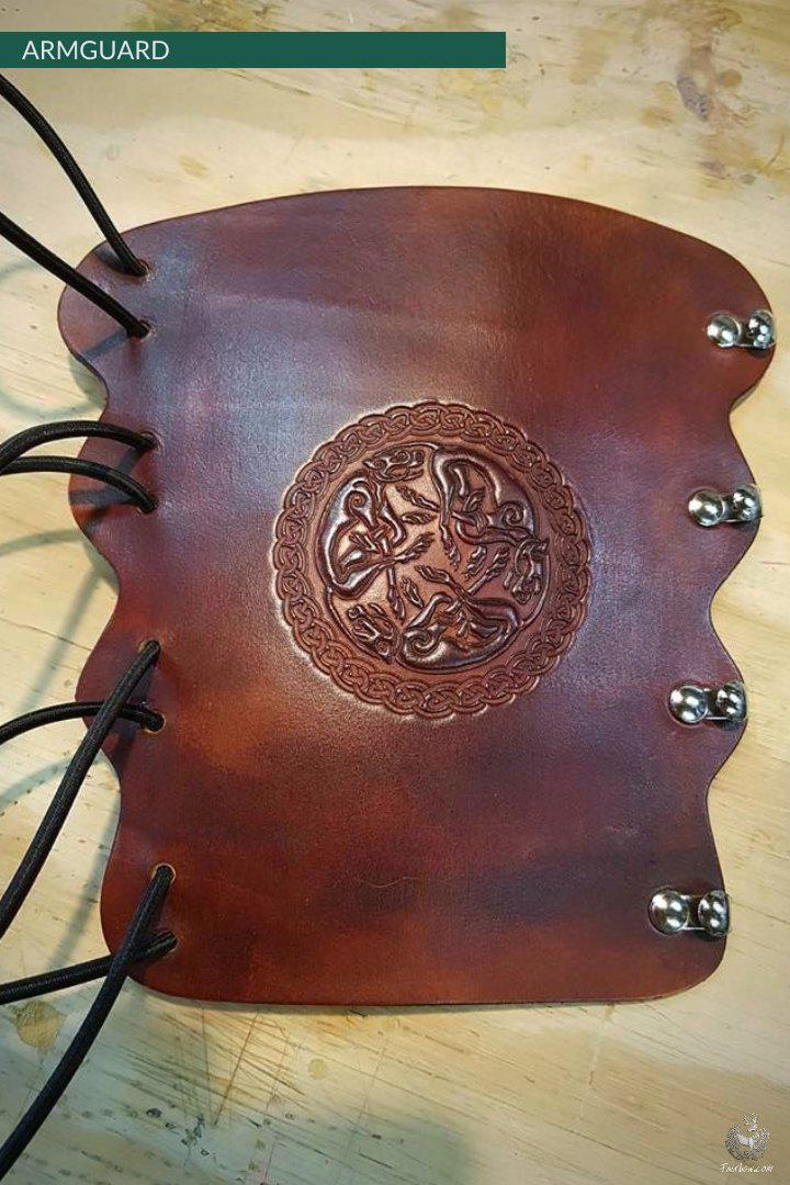 LEATHER ARMGUARD WITH CARVING-Protection-Fairbow-Dark Brown-Fairbow