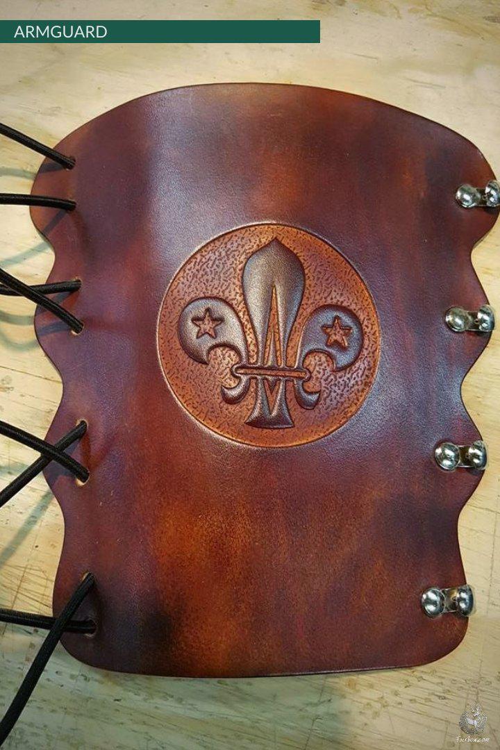 LEATHER ARMGUARD WITH CARVING-Protection-Fairbow-Dark Brown-Fairbow