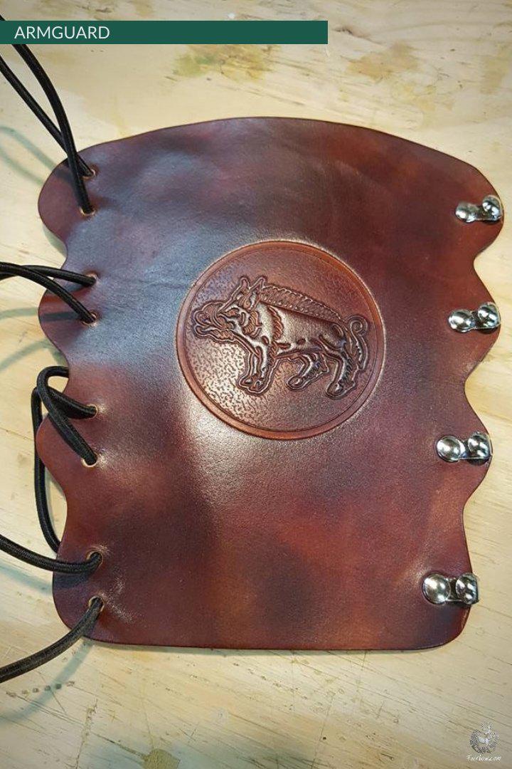 LEATHER ARMGUARD WITH CARVING-Protection-Fairbow-Dark Brown-Fairbow