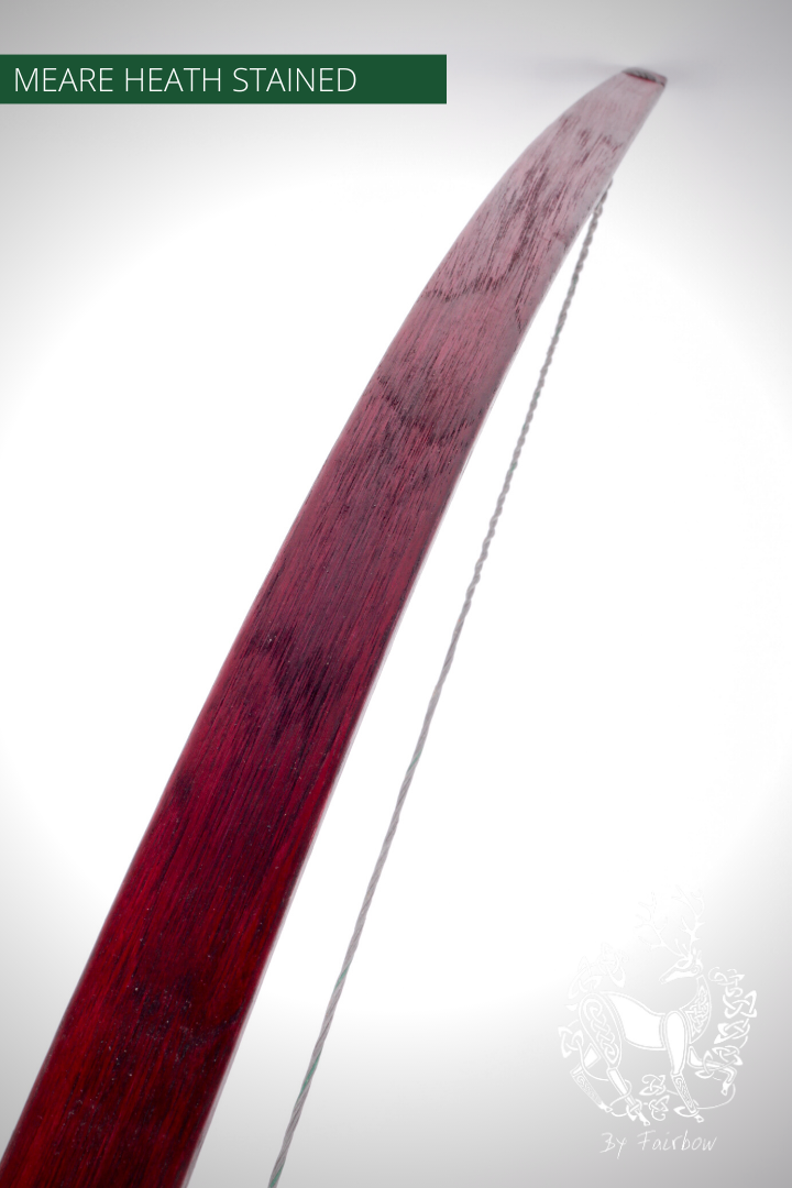 MEARE HEATH BOW, SOLID HICKORY EXCELENT STAINED IN STOCK-Bow-Fairbow-34 lbs Blood Red Sunburst-Fairbow