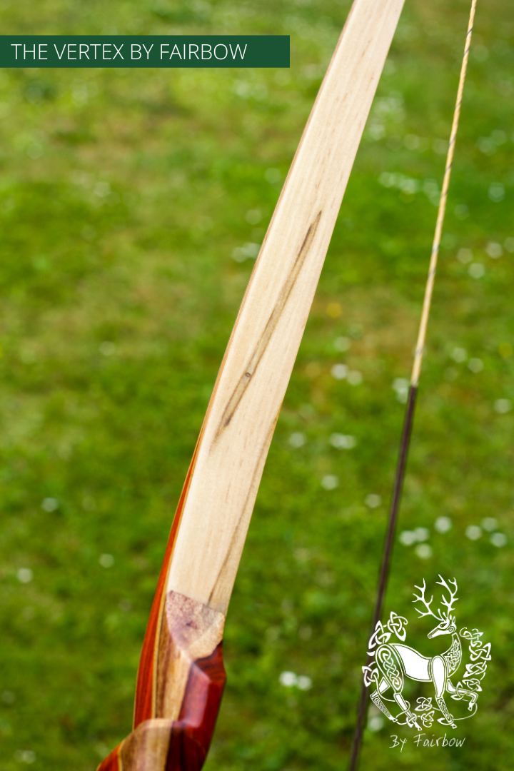 THE VERTEX BOW 68" CLEAR BELLY CLEAR BACKING 44 LBS @ 28 INCH RH SPALTED MAPLE AND COCOBOLE-longbow-Fairbow-Fairbow