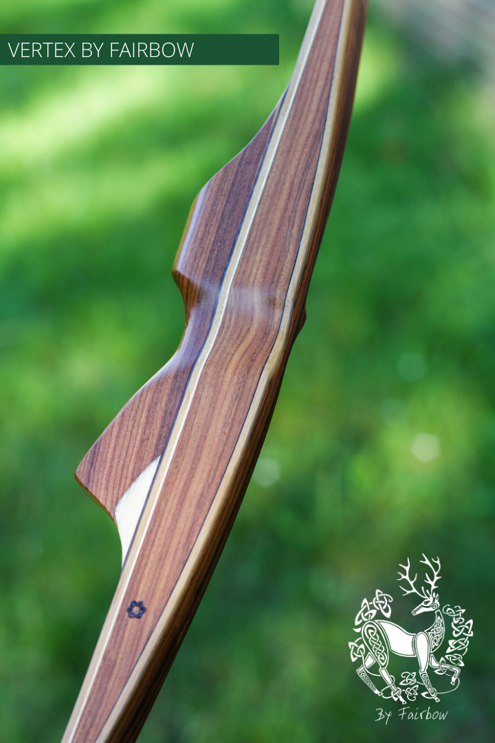 THE VERTEX BOW R-D 64" TIGERWOOD, BAMBOO-GLASS 41 LBS @ 28 INCH RH-Bow-Fairbow-Fairbow