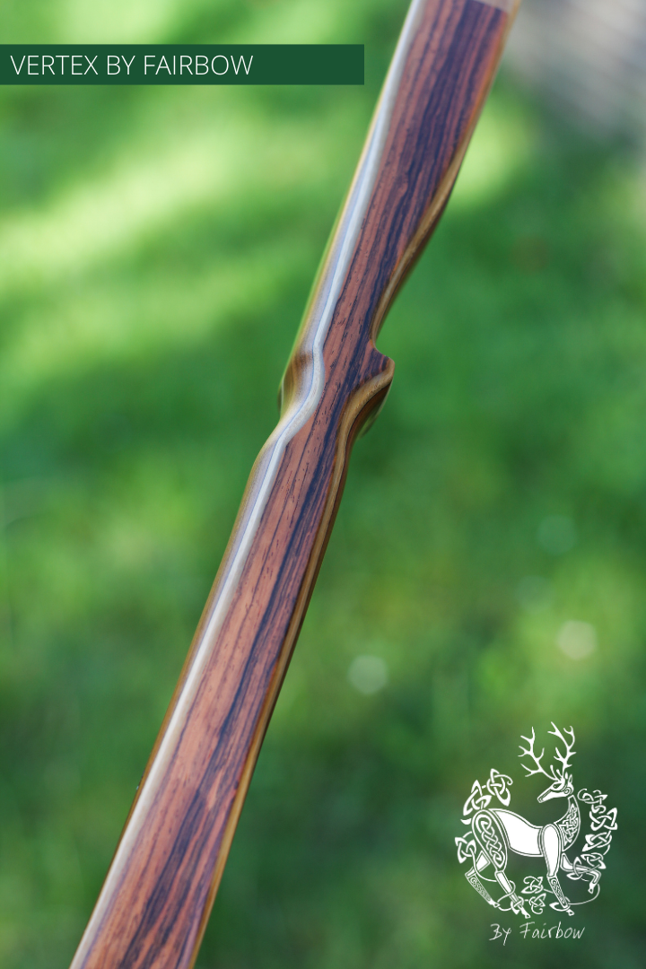 THE VERTEX BOW R-D 64" TIGERWOOD, BAMBOO-GLASS 41 LBS @ 28 INCH RH-Bow-Fairbow-Fairbow