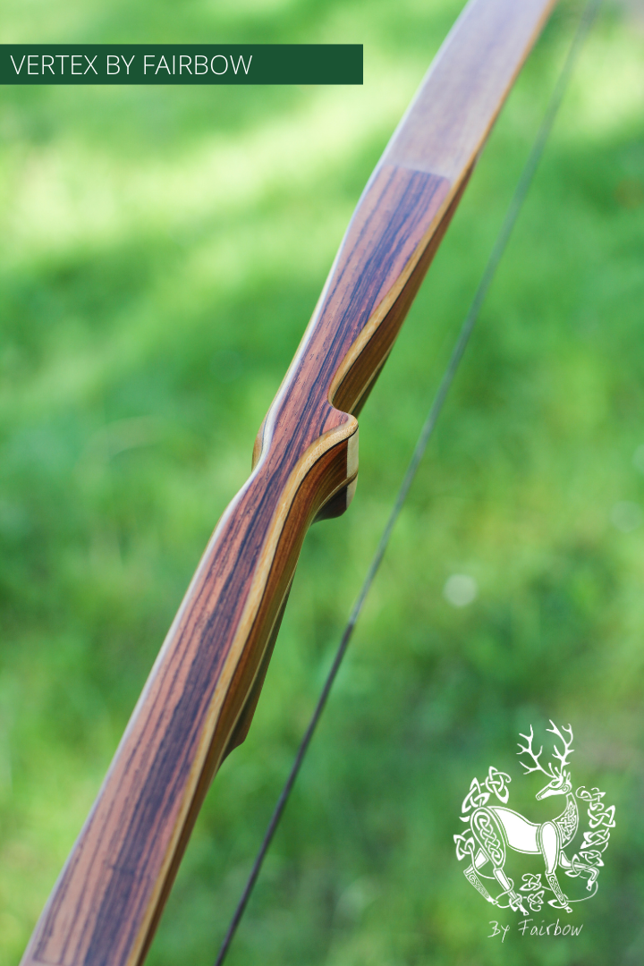 THE VERTEX BOW R-D 64" TIGERWOOD, BAMBOO-GLASS 47 LBS @ 28 INCH RH-Bow-Fairbow-Fairbow