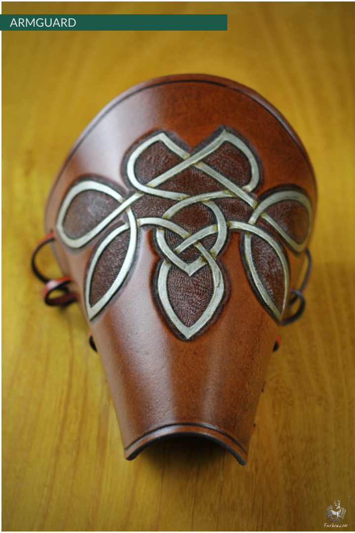 ARMGUARD THICK HANDCARVED LEATHER CELTIC KNOT-Protection-Fairbow-Fairbow