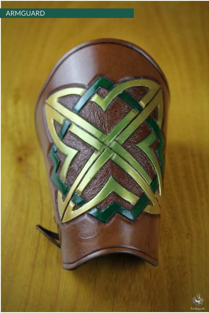 ARMGUARD THICK HANDCARVED LEATHER CELTIC KNOT-Protection-Fairbow-Fairbow