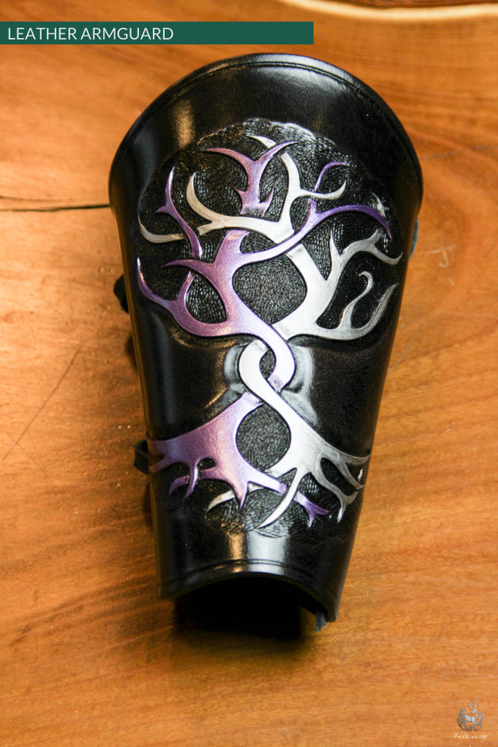 ARMGUARD THICK HANDCARVED LEATHER CELTIC TREES-Protection-Fairbow-Fairbow