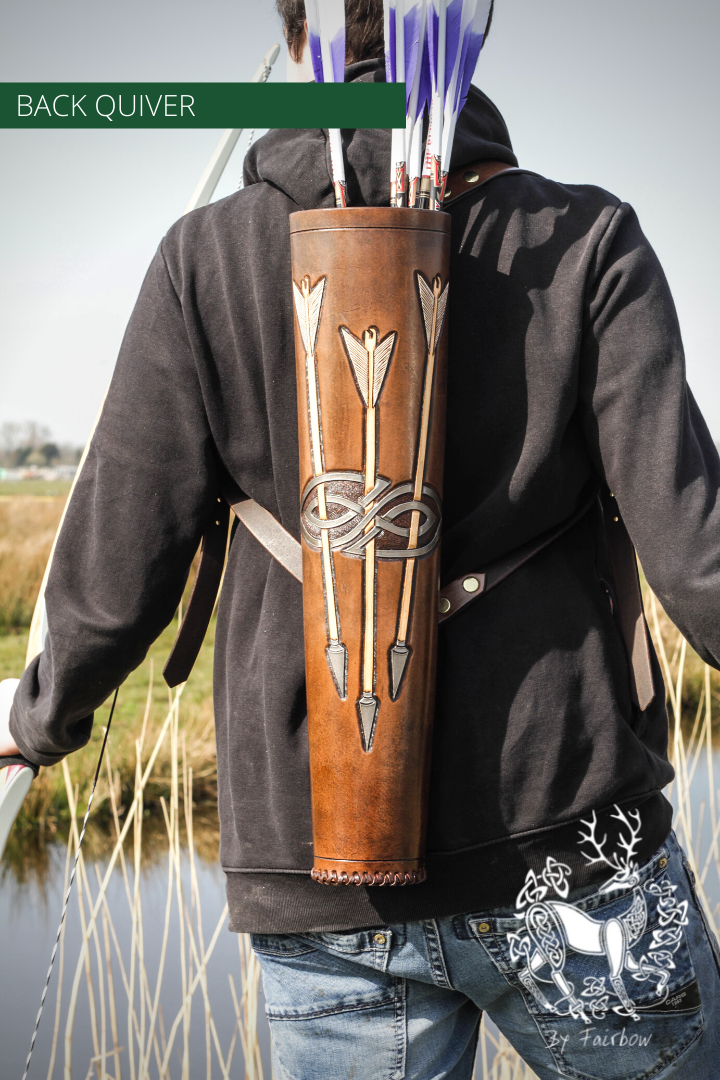 BACK QUIVER WITH ARROWS CARVED-Quiver-Fairbow-Fairbow