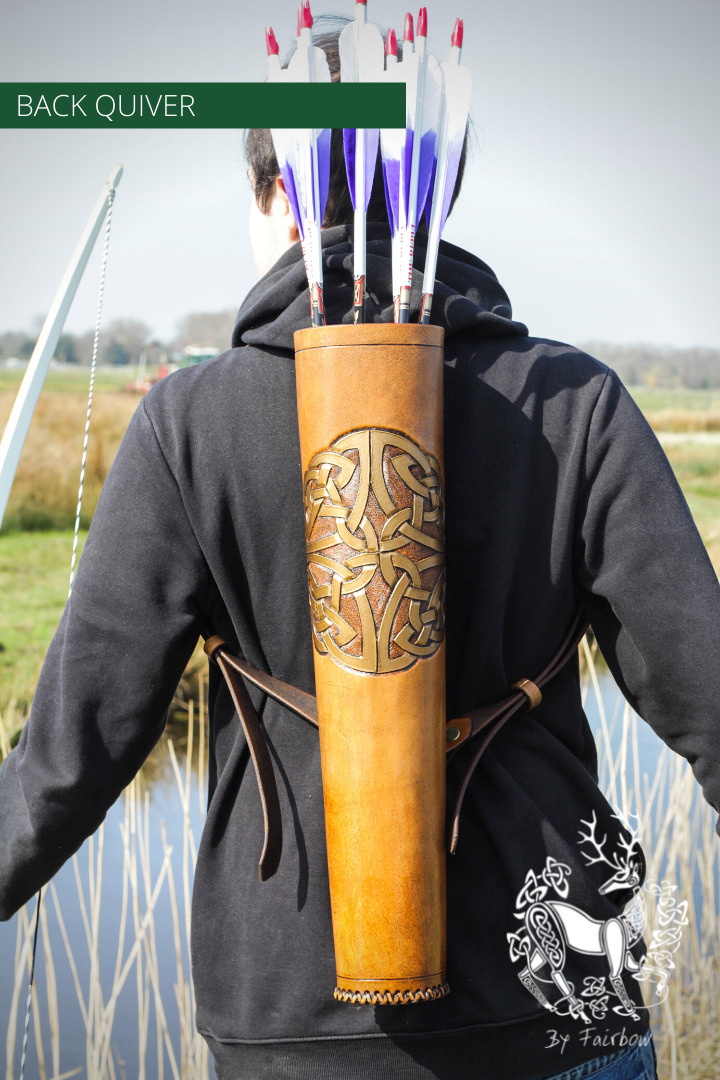 BACK QUIVER WITH CELTIC KNOT CARVING-Quiver-Fairbow-Fairbow