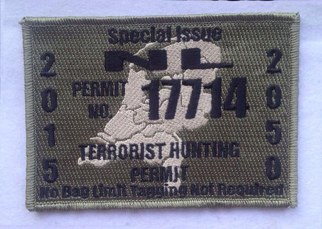 BADGE "TERRORIST HUNTING PERMIT"-Clothing-Fairbow-Fairbow