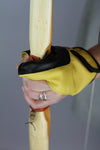BOW HAND PROTECTOR / GLOVE, YELLOW AND BROWN LEATHER-Glove-Fairbow-XL-Left Hand-Fairbow