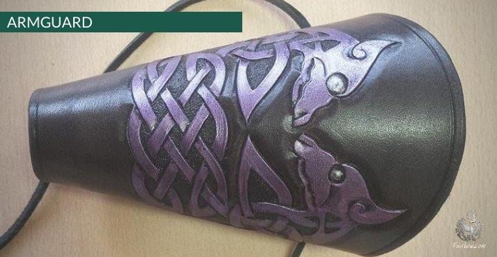 BROWN ARMGUARD WITH PURPLE DRAGON DESIGN NO.2-Protection-Fairbow-Fairbow