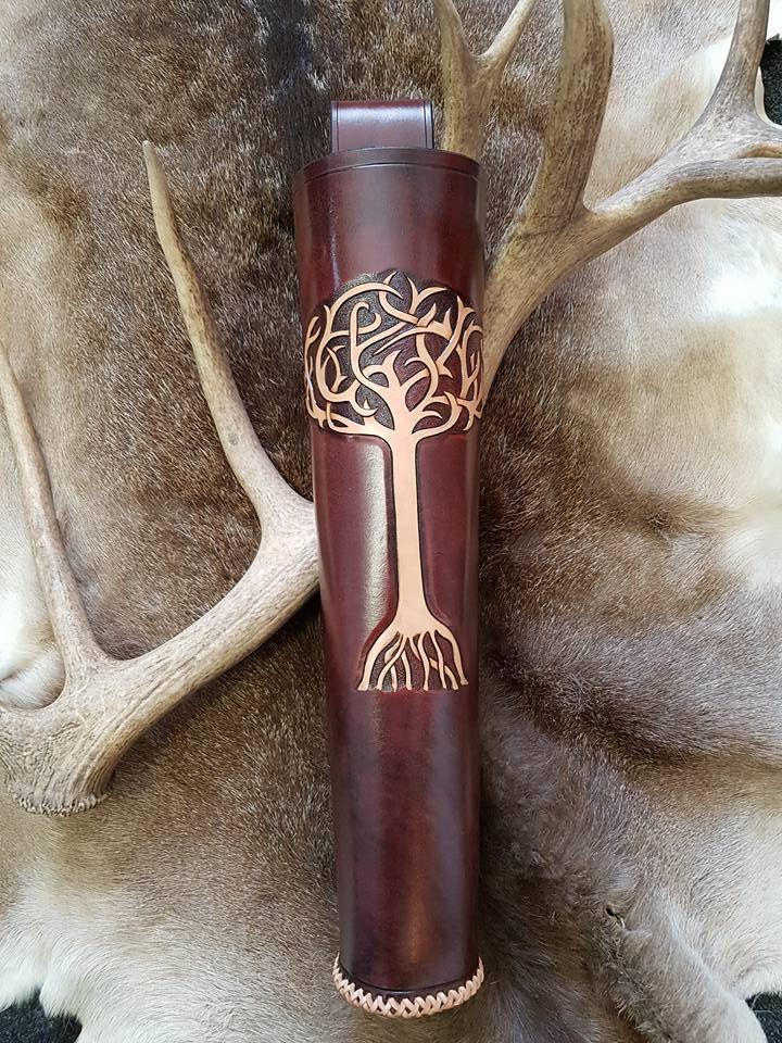 BROWN/RED HIP QUIVER WITH CELTIC TREE DESIGN-Quiver-Fairbow-Fairbow
