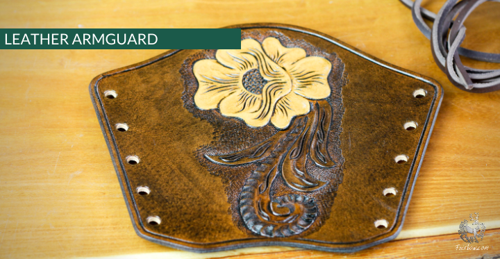 CARVED LEATHER ARMGUARD (FLOWER)-Protection-Fairbow-Fairbow