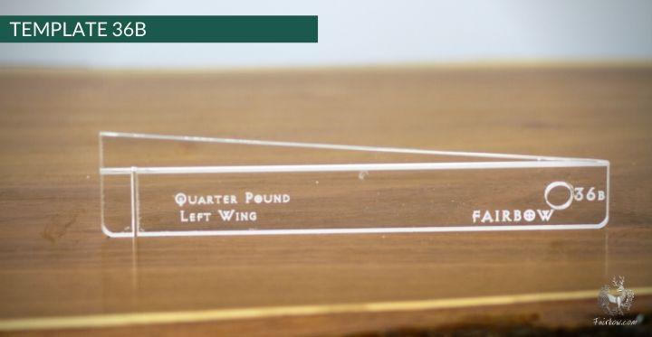 FEATHER CUTTING TEMPLATE PRE-GLUE (1-40)-Tool-Fairbow-Left wing-EWBS DWS quarter pound shape no.36-Fairbow