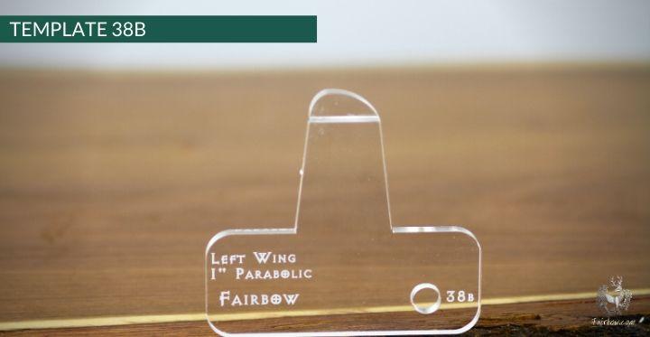 FEATHER CUTTING TEMPLATE PRE-GLUE (1-40)-Tool-Fairbow-Left wing-Parabolic 1" no.38-Fairbow