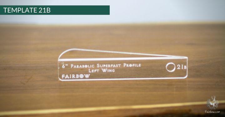FEATHER CUTTING TEMPLATE PRE-GLUE (1-40)-Tool-Fairbow-Left wing-Parabolic super fast 6" no.21-Fairbow