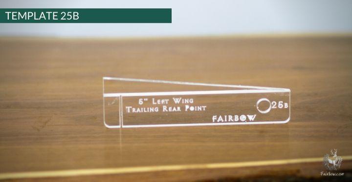 FEATHER CUTTING TEMPLATE PRE-GLUE (1-40)-Tool-Fairbow-Left wing-Trailing rear point profile 5" no.25-Fairbow