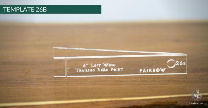 FEATHER CUTTING TEMPLATE PRE-GLUE (1-40)-Tool-Fairbow-Left wing-Trailing rear point profile 6" no. 26-Fairbow