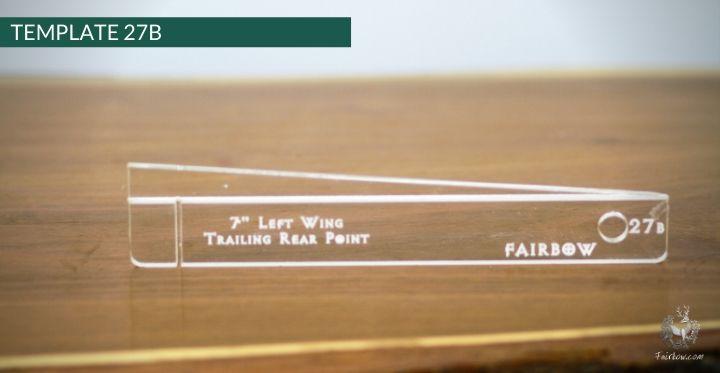 FEATHER CUTTING TEMPLATE PRE-GLUE (1-40)-Tool-Fairbow-Left wing-Trailing rear point profile 7" no. 27-Fairbow