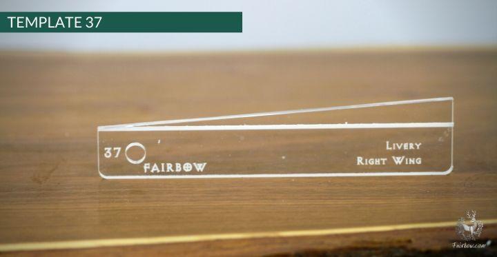 FEATHER CUTTING TEMPLATE PRE-GLUE (1-40)-Tool-Fairbow-Right wing-EWBS DWS livery shape no.37-Fairbow
