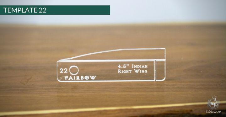 FEATHER CUTTING TEMPLATE PRE-GLUE (1-40)-Tool-Fairbow-Right wing-Indian 4.5" no. 22-Fairbow