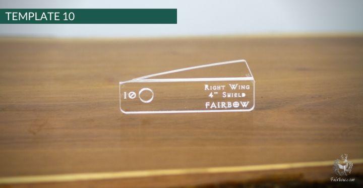 FEATHER CUTTING TEMPLATE PRE-GLUE (1-40)-Tool-Fairbow-Right wing-Shield 4" no.10-Fairbow