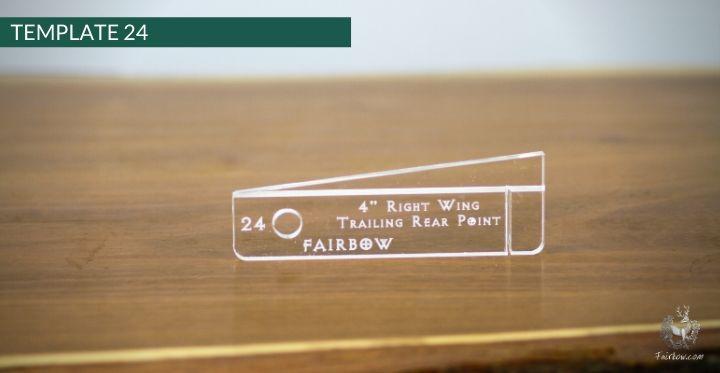 FEATHER CUTTING TEMPLATE PRE-GLUE (1-40)-Tool-Fairbow-Right wing-Trailing rear point profile 4" no.24-Fairbow
