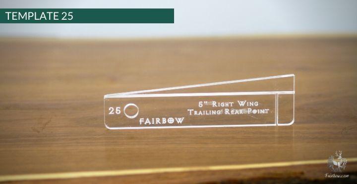 FEATHER CUTTING TEMPLATE PRE-GLUE (1-40)-Tool-Fairbow-Right wing-Trailing rear point profile 5" no.25-Fairbow