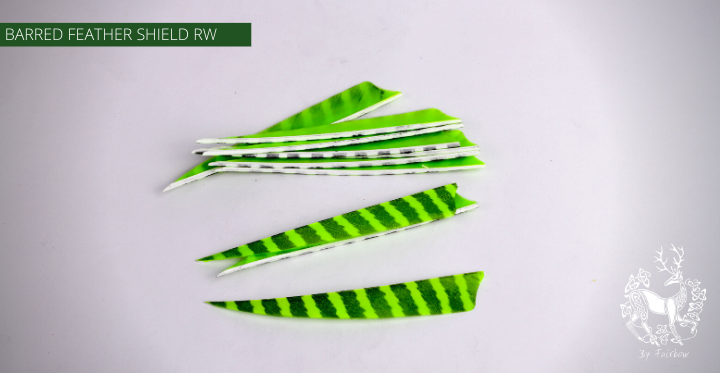 FEATHERS BARRED 4 INCH SHIELD PER DOZEN (RW)-Feathers-Fairbow-Fluo Green - Black-Fairbow