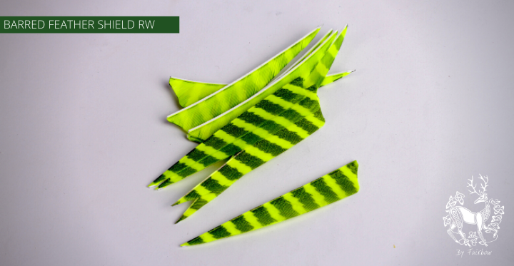 FEATHERS BARRED 4 INCH SHIELD PER DOZEN (RW)-Feathers-Fairbow-Fluo Yellow - Black-Fairbow