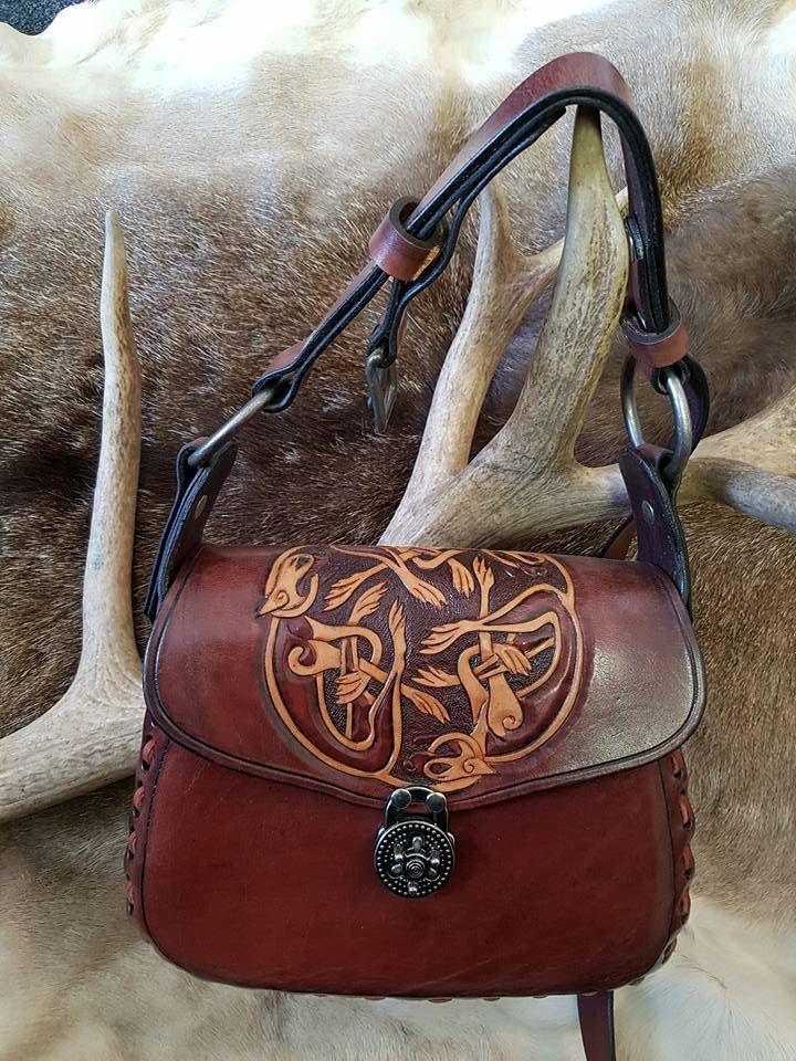 HANDCARVED LEATHER BAG WITH CELTIC DESIGN-Bag-Fairbow-Fairbow