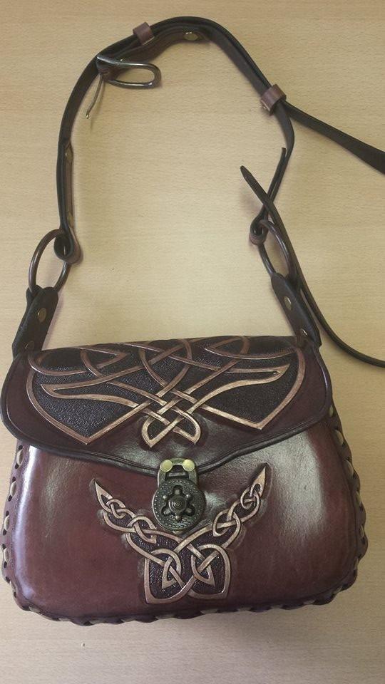 HANDCARVED LEATHER BAG WITH CELTIC DESIGN-Bag-Fairbow-Fairbow