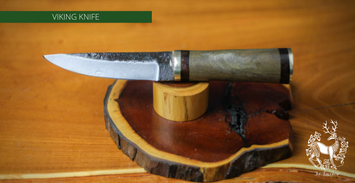 HANDFORGED VIKING KNIFE WITH SCABBARD AND BRASS POMMEL AND BOLSTER 4-Knife-Fairbow-Fairbow