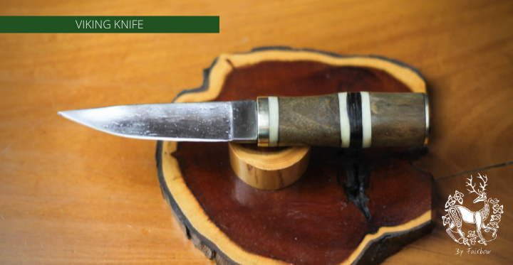 HANDFORGED VIKING KNIFE WITH SCABBARD AND BRASS POMMEL AND BOLSTER 5-Knife-Fairbow-Fairbow