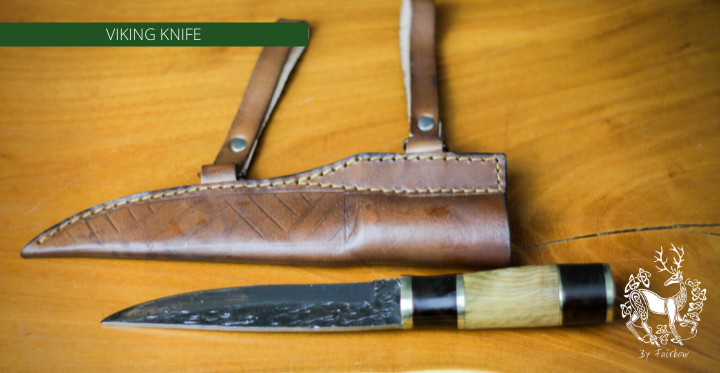 HANDFORGED VIKING KNIFE WITH SCABBARD AND BRASS POMMEL AND BOLSTER 6-Knife-Fairbow-Fairbow