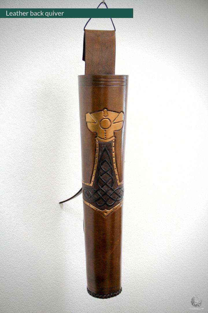 LEATHER BACK QUIVER WITH HAMMER OF THOR DESIGN-Quiver-Fairbow-Fairbow