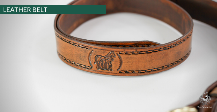 LEATHER BELT WITH ORNAMENTS / CARVING-leather-Roo-Fairbow