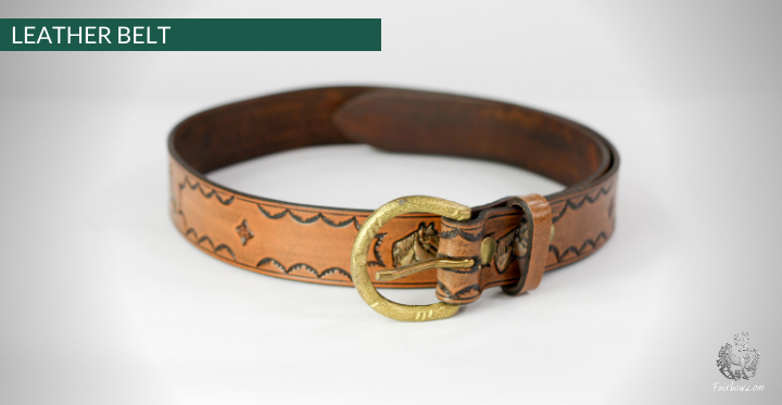 LEATHER BELT WITH ORNAMENTS / CARVING-leather-Roo-Fairbow