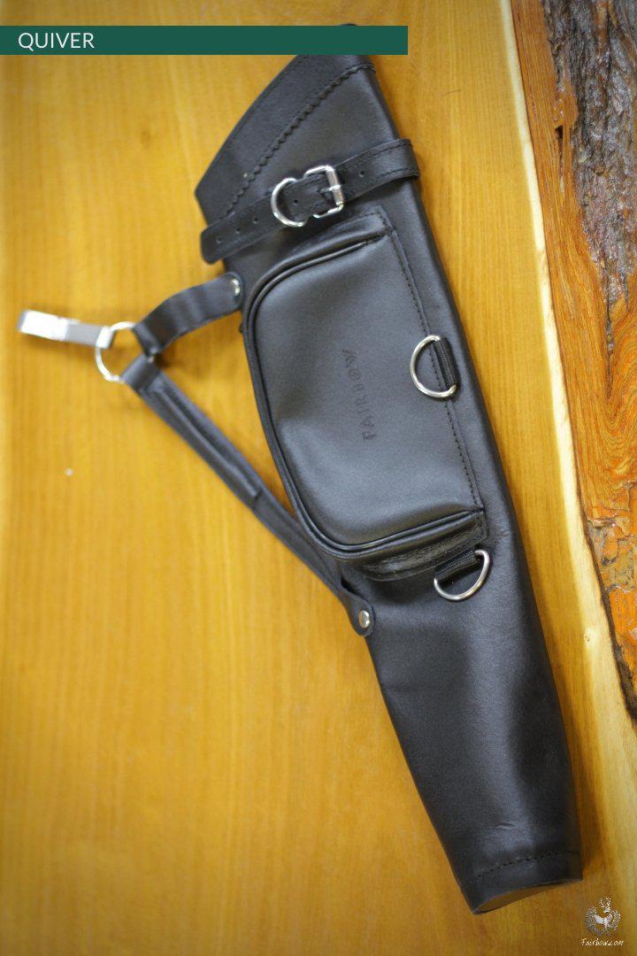 LEATHER SIDE QUIVER WITH SMALL BAG AND BELT CLIP-Quiver-Fairbow-Black-Fairbow