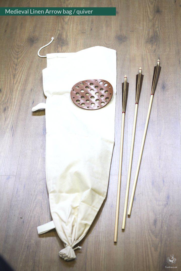 MEDIEVAL LINEN ARROW BAG, FOR YOUR SHEAF OF ARROWS-Quiver-Fairbow-without spacer disc-Fairbow