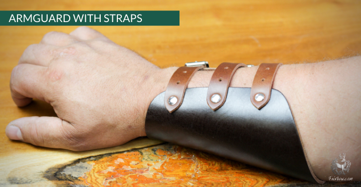 PLAIN SIMPLE LEATHER ARMGUARD THICK LEATHER WITH STRAPS-Protection-Fairbow-left arm-Fairbow