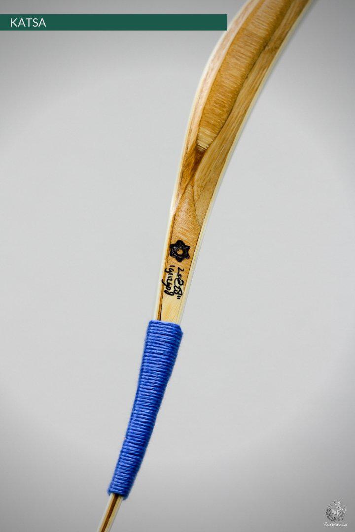 THE KATSA BOW, 20 lbs at 28 inch WHITE GLASS WITH CURLY BLUE NOCKS-Bow-Fairbow-Fairbow